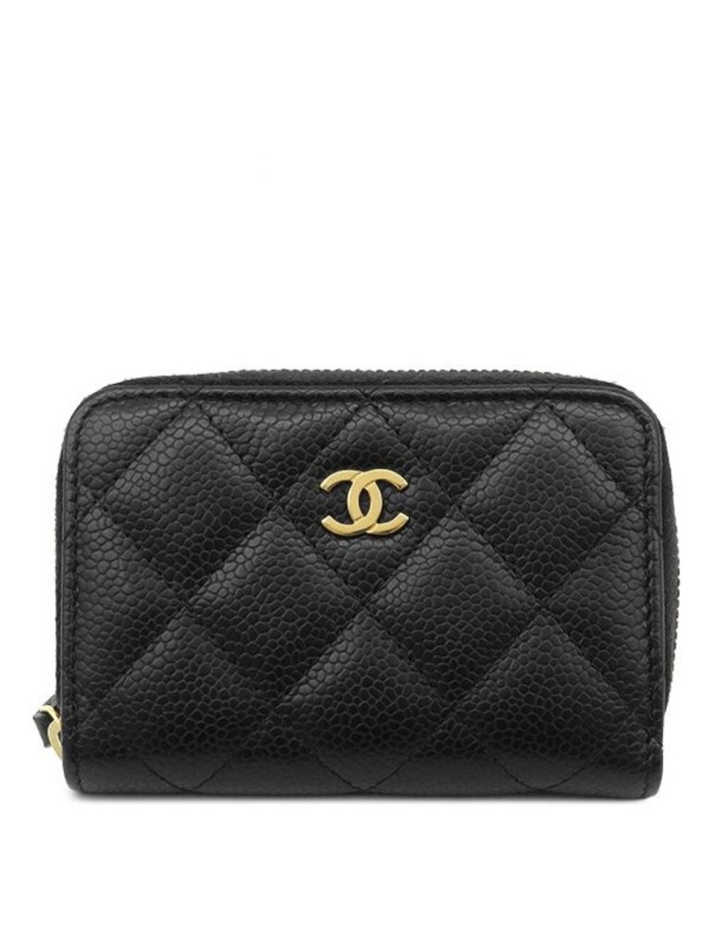 Chanel Coin Purse Classic Zip Caviar Leather Black Gold 31